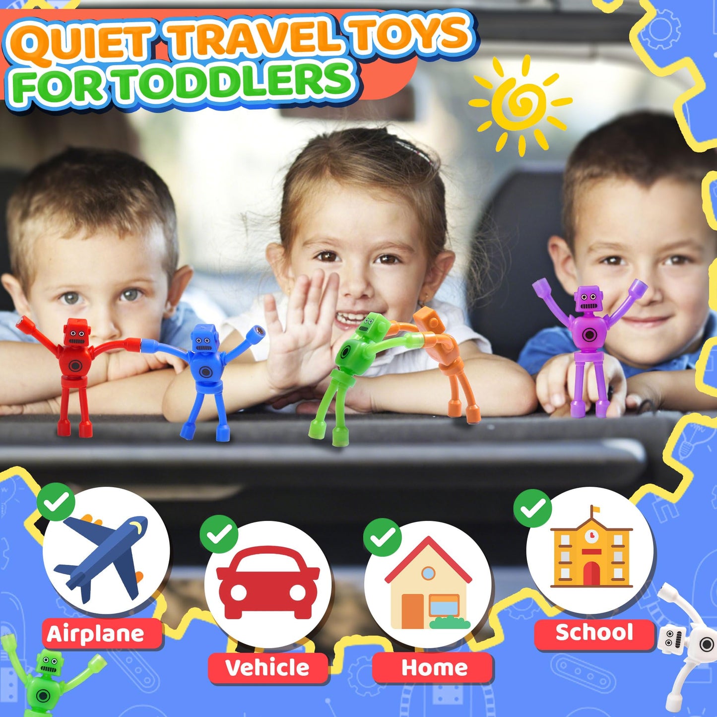 CHESLICR Magnetic Robot Men Travel Toys – 5pc Fidget Set for Kids 3-6