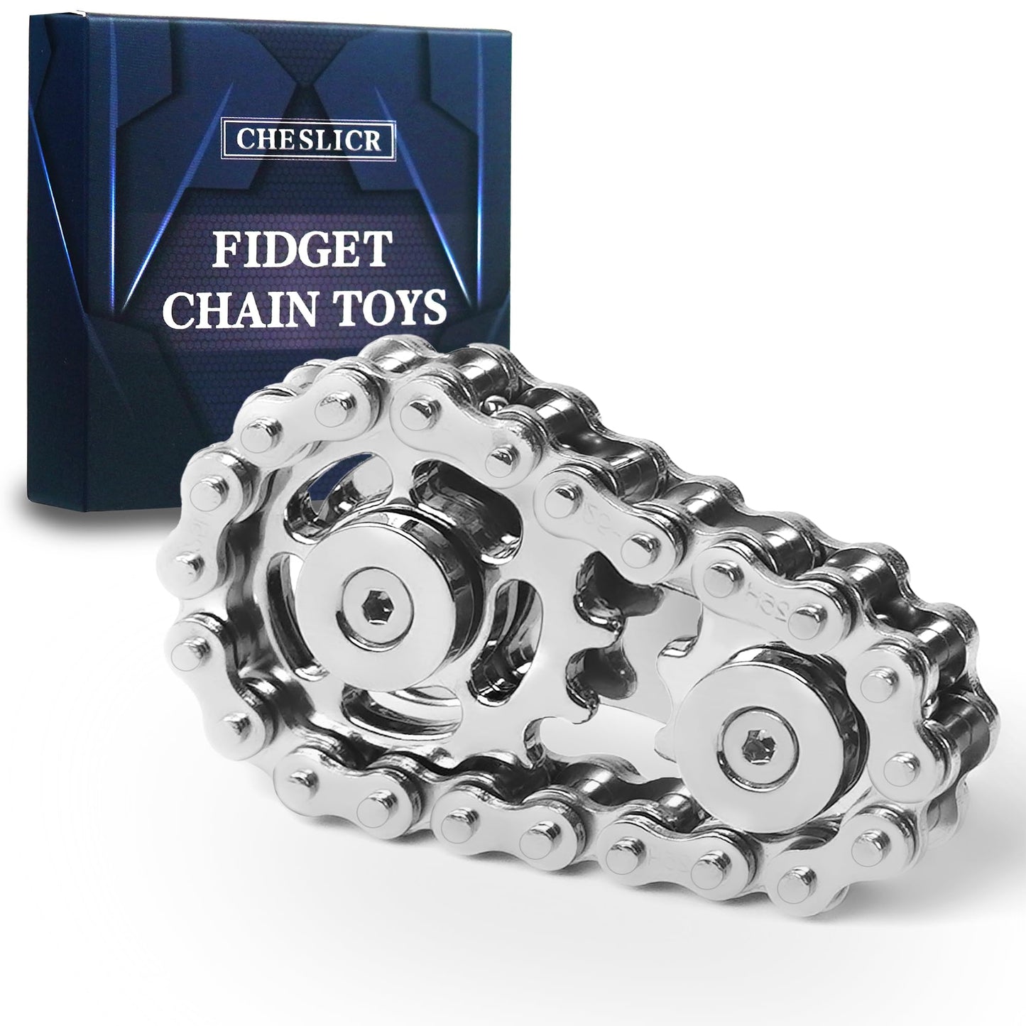 CHESLICR Metal Fidget Spinners – Bike-Chain Sensory Toy for Focus, Stress Relief, and Quiet Desk Use