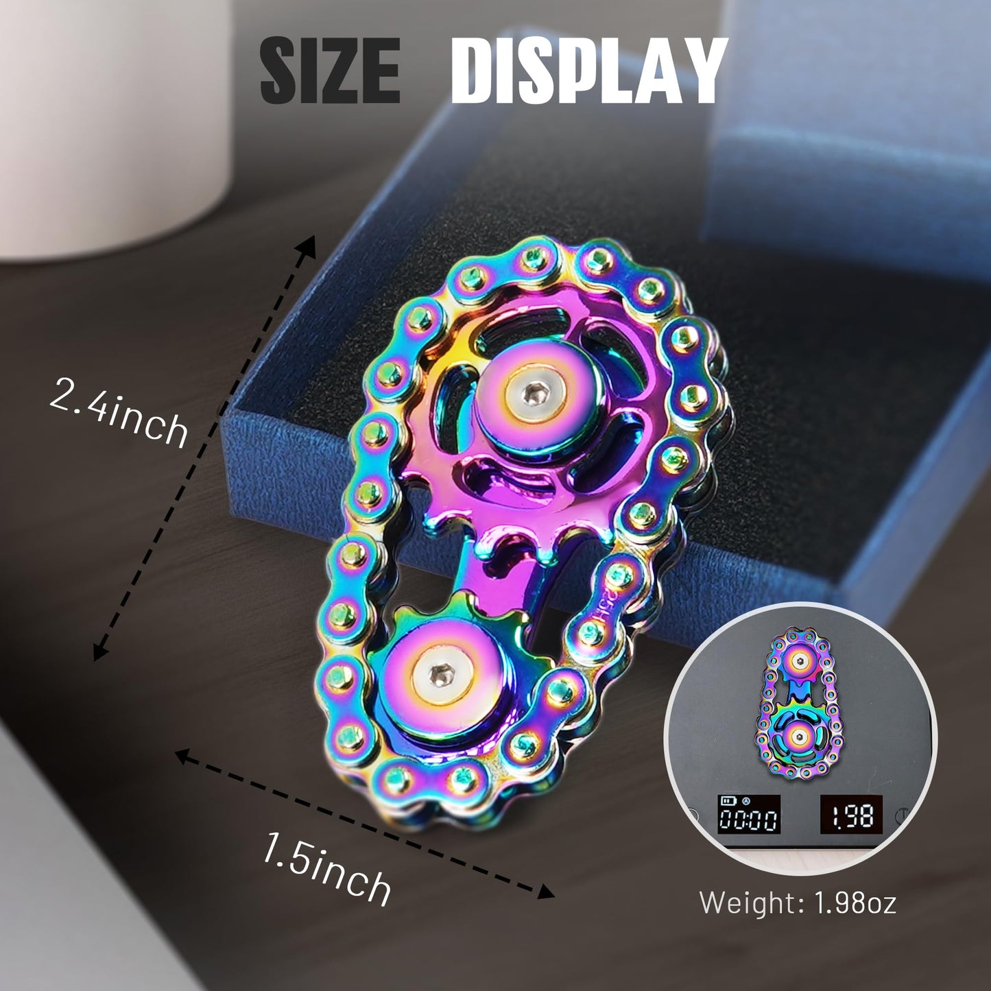 CHESLICR Fidget Spinners – Metal Figette Bike Chain Toy for Adults & Teens