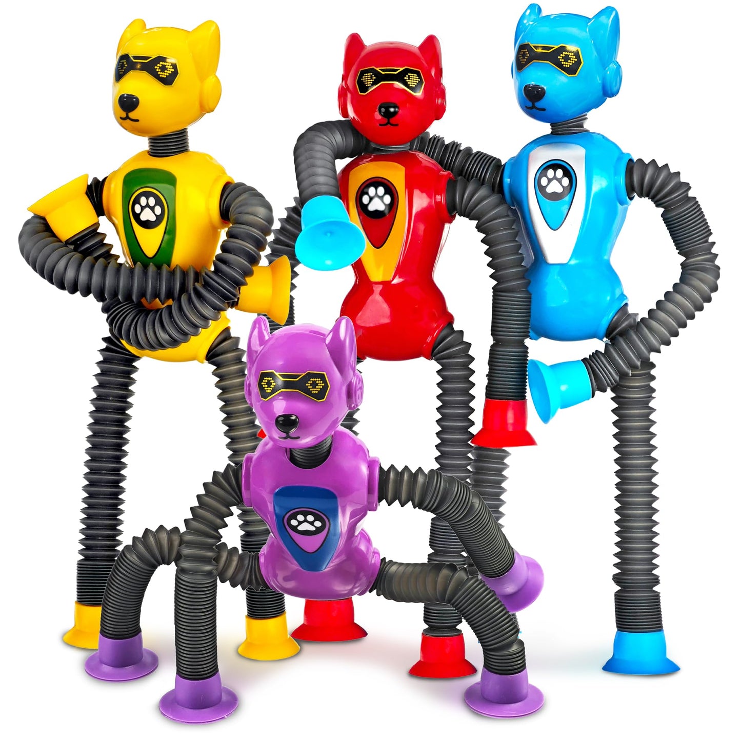 CHESLICR Robot Dog Pop Tubes — Travel Sensory Toys for Kids 3-8 (ADHD & Autism Friendly)