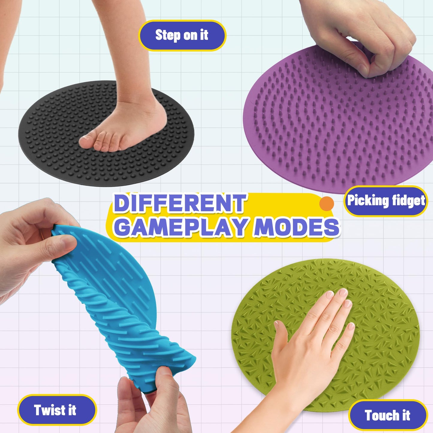 CHESLICR 4PC Sensory Wall Fidget Toys – Calming Silicone Mats for Toddlers & Classrooms