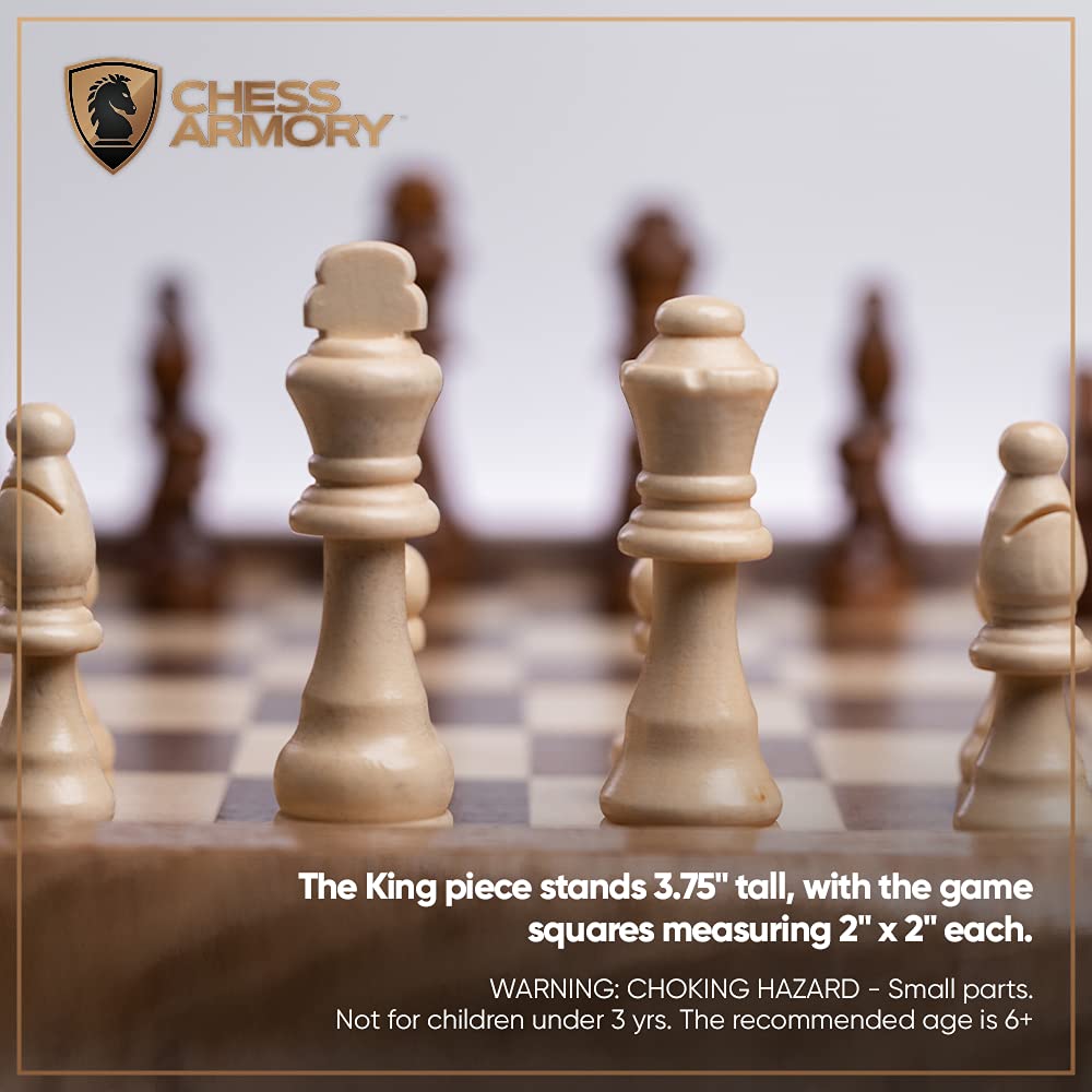 Chess Armory Wooden Chess Set – 17-Inch Walnut Board + Extra Queens