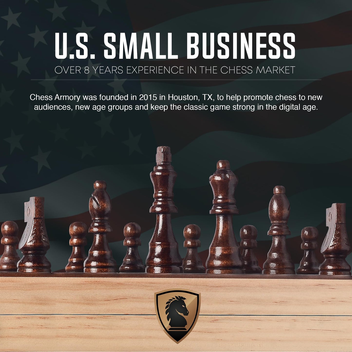 Chess Armory Wooden Chess Set 15 Inch – Handcrafted Walnut Board, Extra Queen Pieces, Travel-Ready Storage