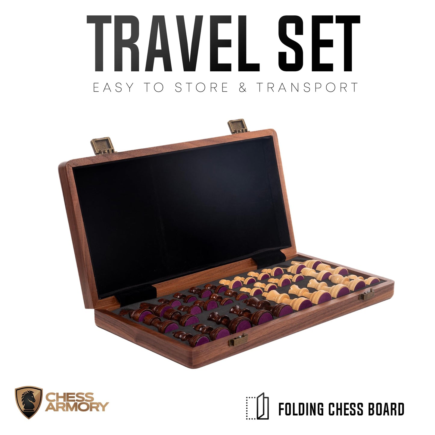 Chess Armory 15-Inch Walnut Chess Set with Storage – Handcrafted