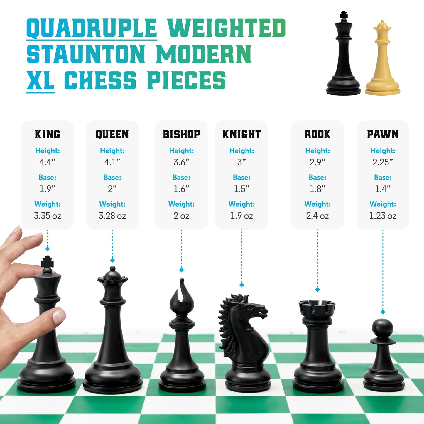 Chess Geeks: Best Chess Set Ever – Quadruple Weighted Tournament Set + Foldable Silicone Board