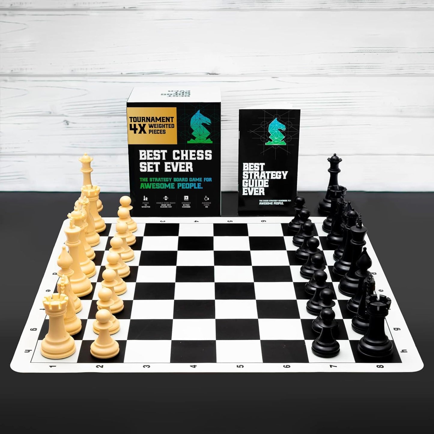 Chess Geeks: Best Chess Set Ever – Quadruple Weighted Tournament Set + Foldable Silicone Board