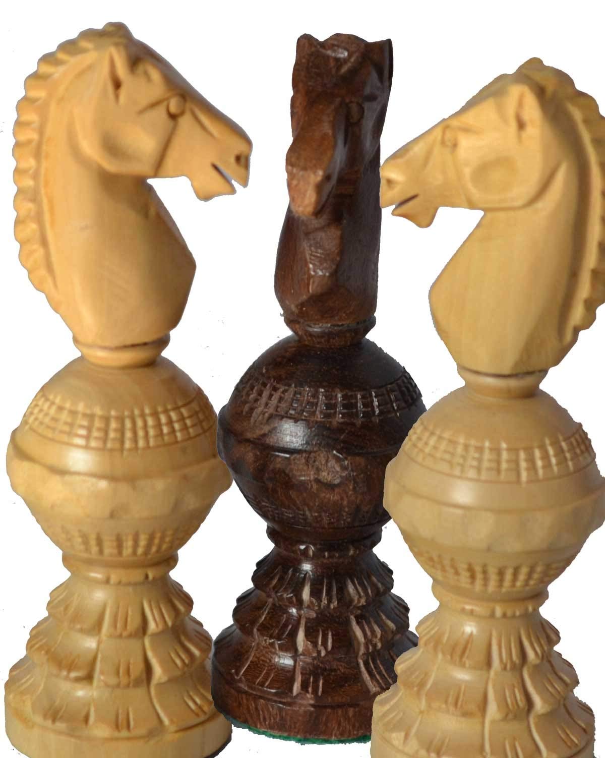ChessBazar Globe Design 5-Inch King Chess Set – 32 Weighted Handmade Wooden Pieces