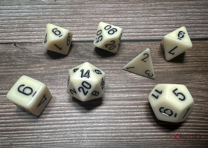 Chessex CHX25400 Dice-Opaque Ivory/Black Set | Multicolor RPG Dice