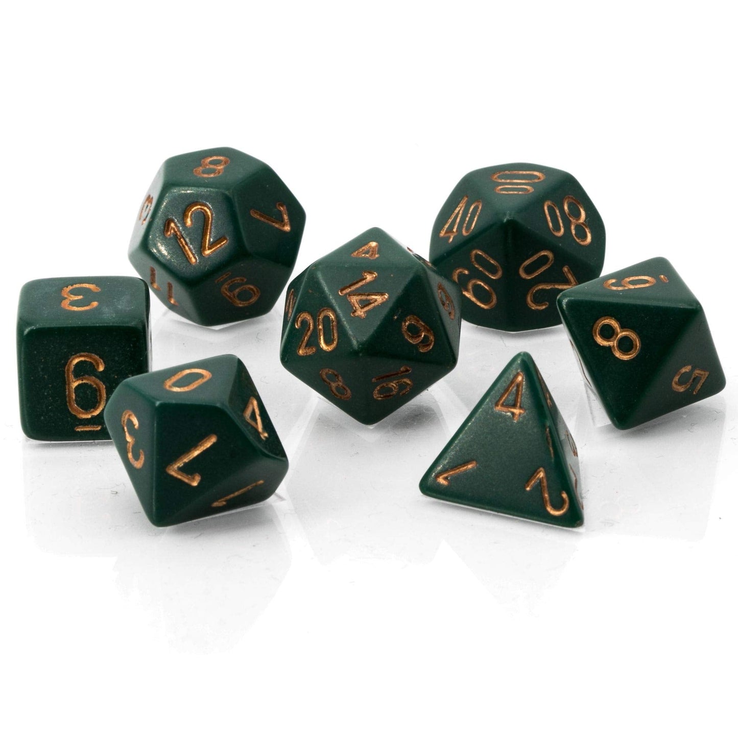 Chessex CHX25415 Dice-Opaque Dusty Green/Copper Set | Premium Game Dice