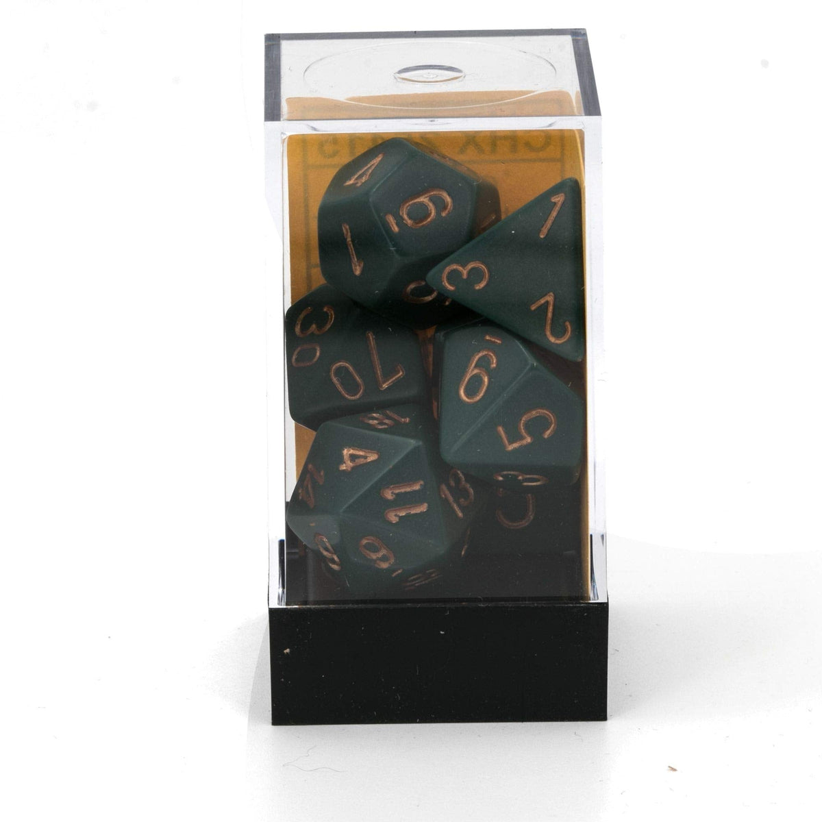 Chessex CHX25415 Dice-Opaque Dusty Green/Copper Set | Premium Game Dice