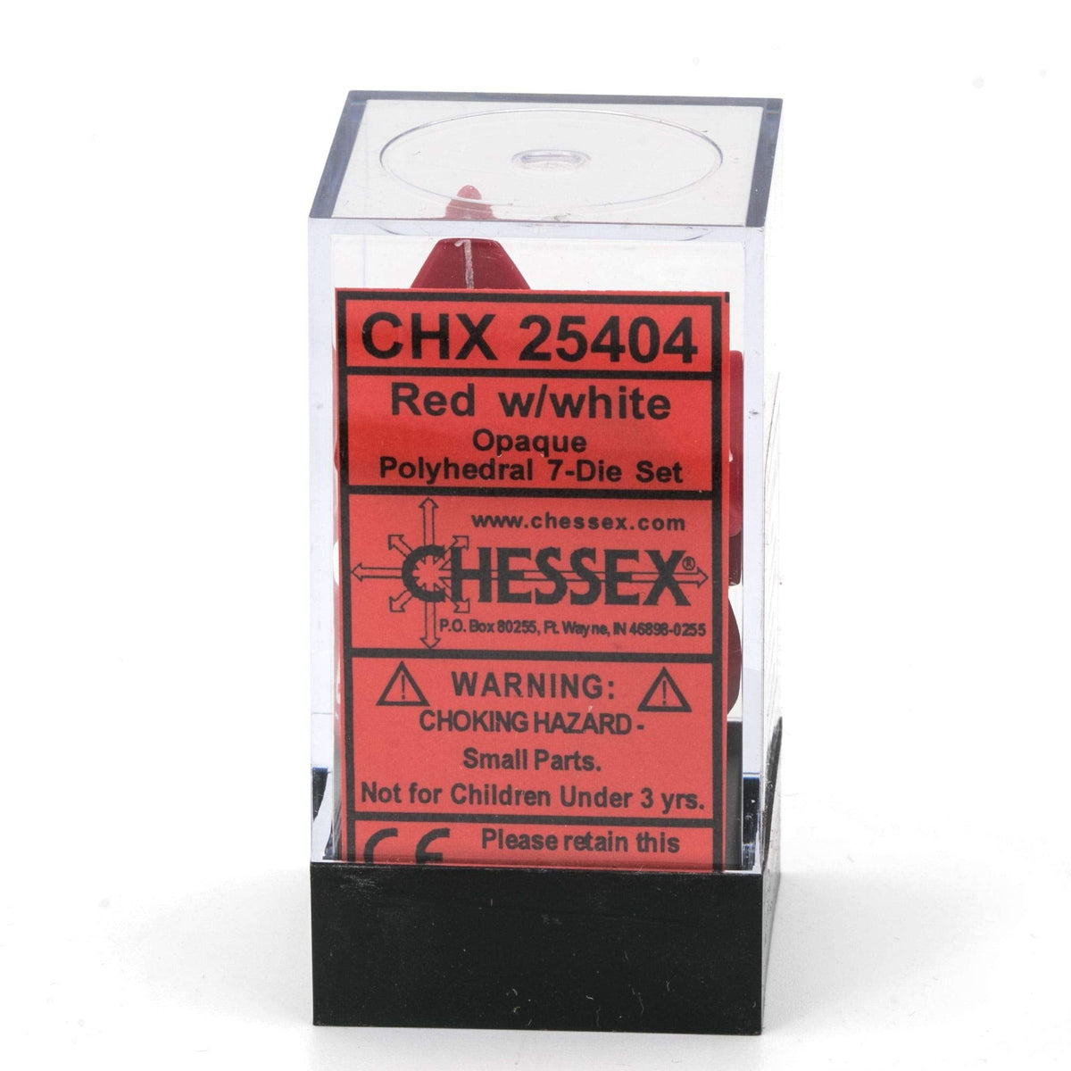 Chessex CHX25404 Dice - Opaque Red/White Set | Uniform Size & Readability