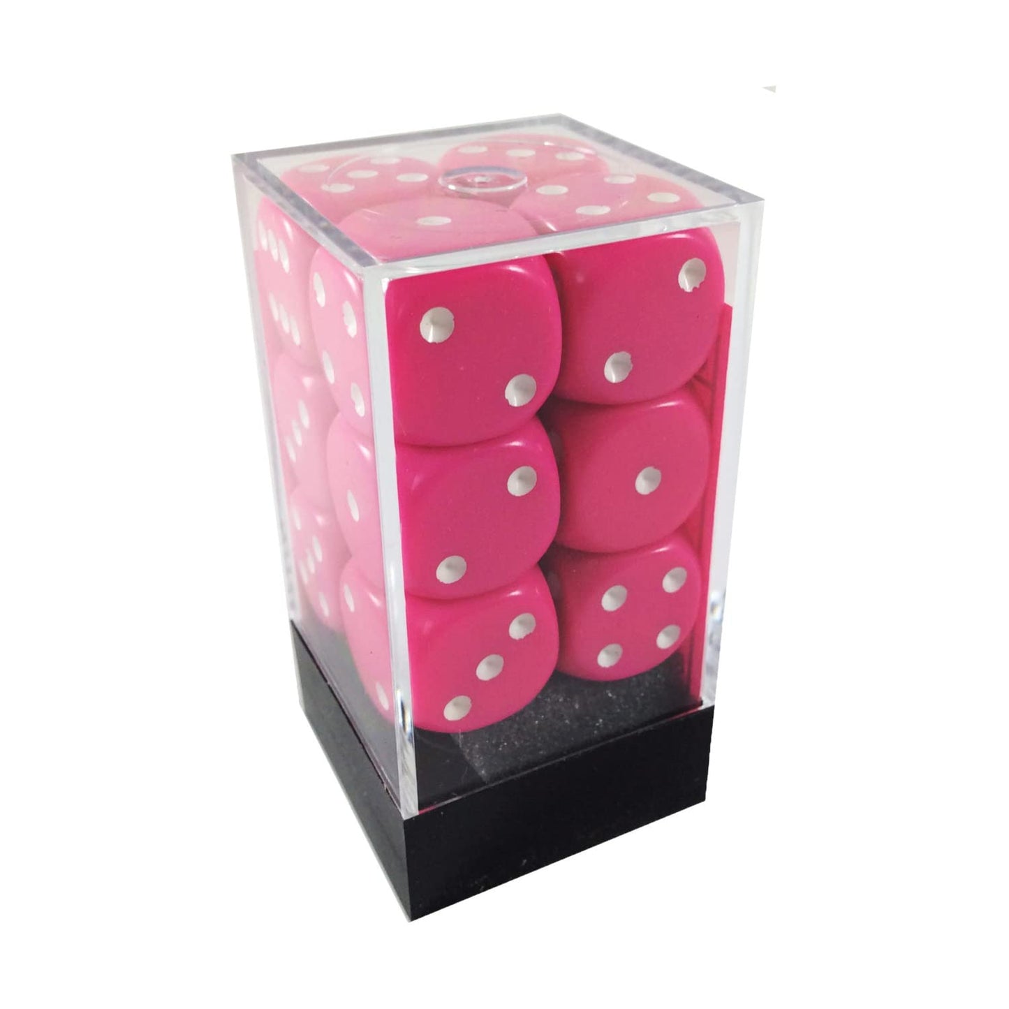 Chessex DND Dice Set – 12 D6, 16mm, Opaque Pink/White with Case