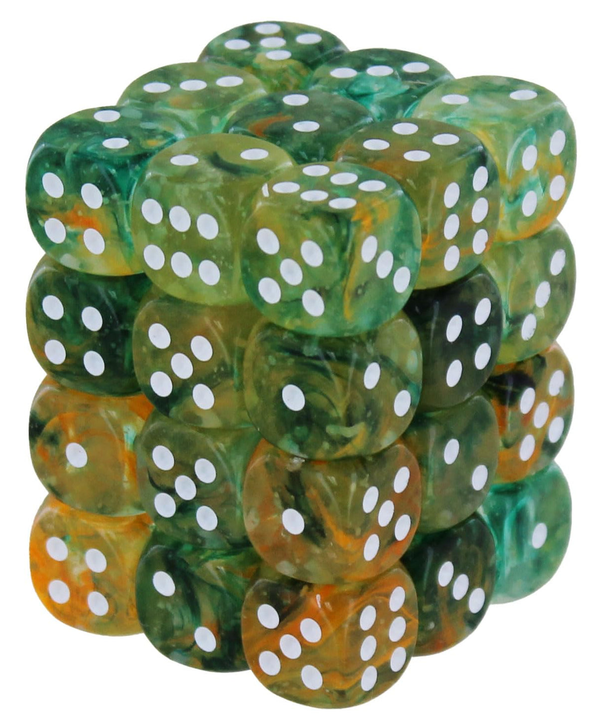 Chessex Nebula 12mm d6 Dice Set – Glow-in-the-Dark Luminary Green, 36 Dice