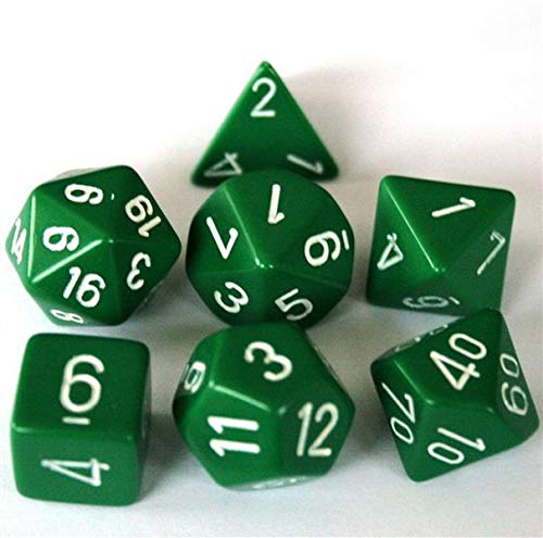 Chessex Polyhedral 7-Die Opaque Dice Set - Green with White