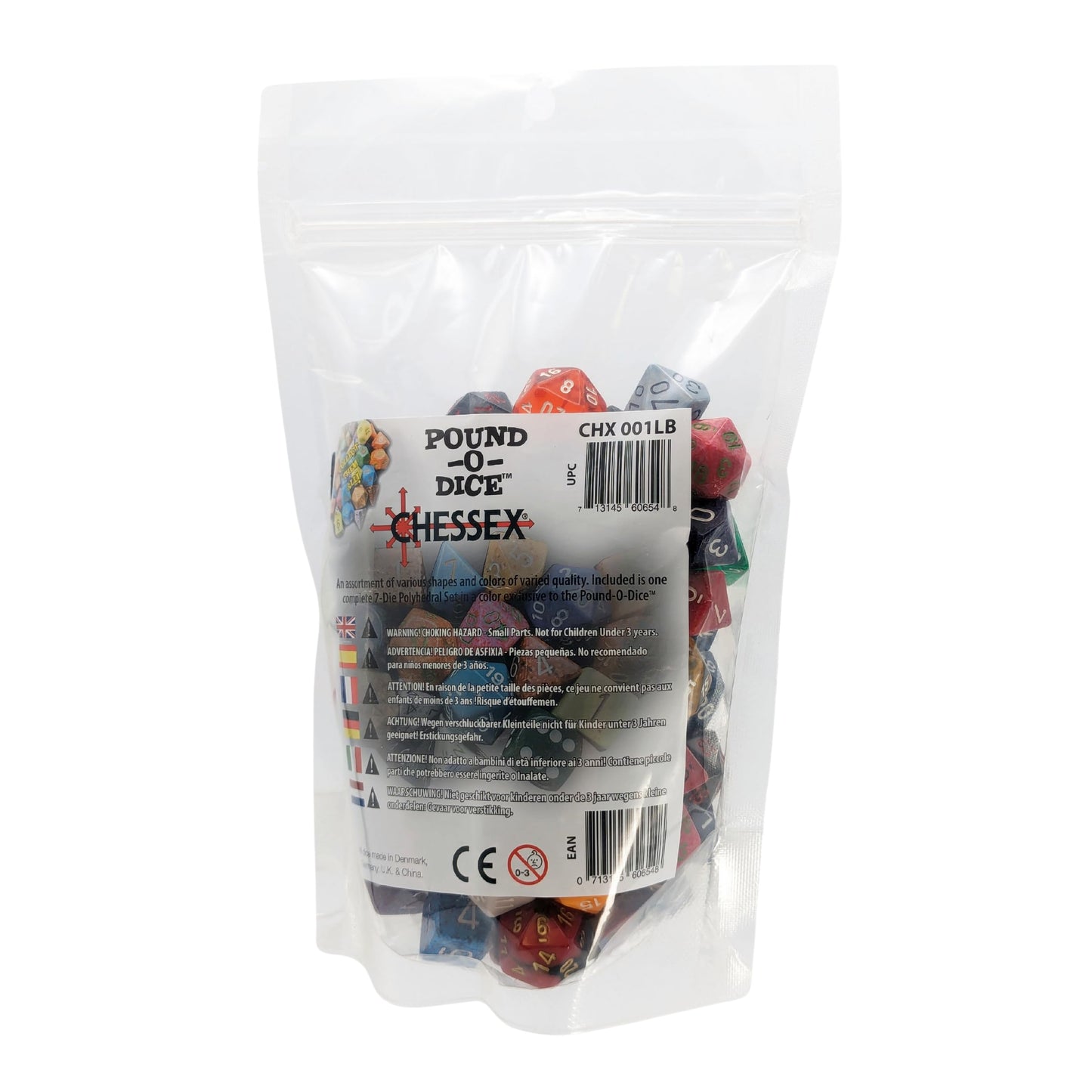 Chessex Pound O Dice – 1 lb Bulk Polyhedral Dice with Bonus 7‑Die Set for RPGs