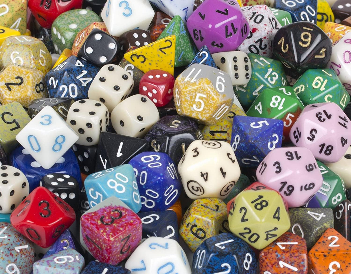 Chessex Pound O Dice – 1 lb Bulk Polyhedral Dice with Bonus 7‑Die Set for RPGs