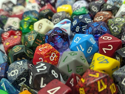 Chessex Pound O Dice – 1 lb Bulk Polyhedral Dice with Bonus 7‑Die Set for RPGs