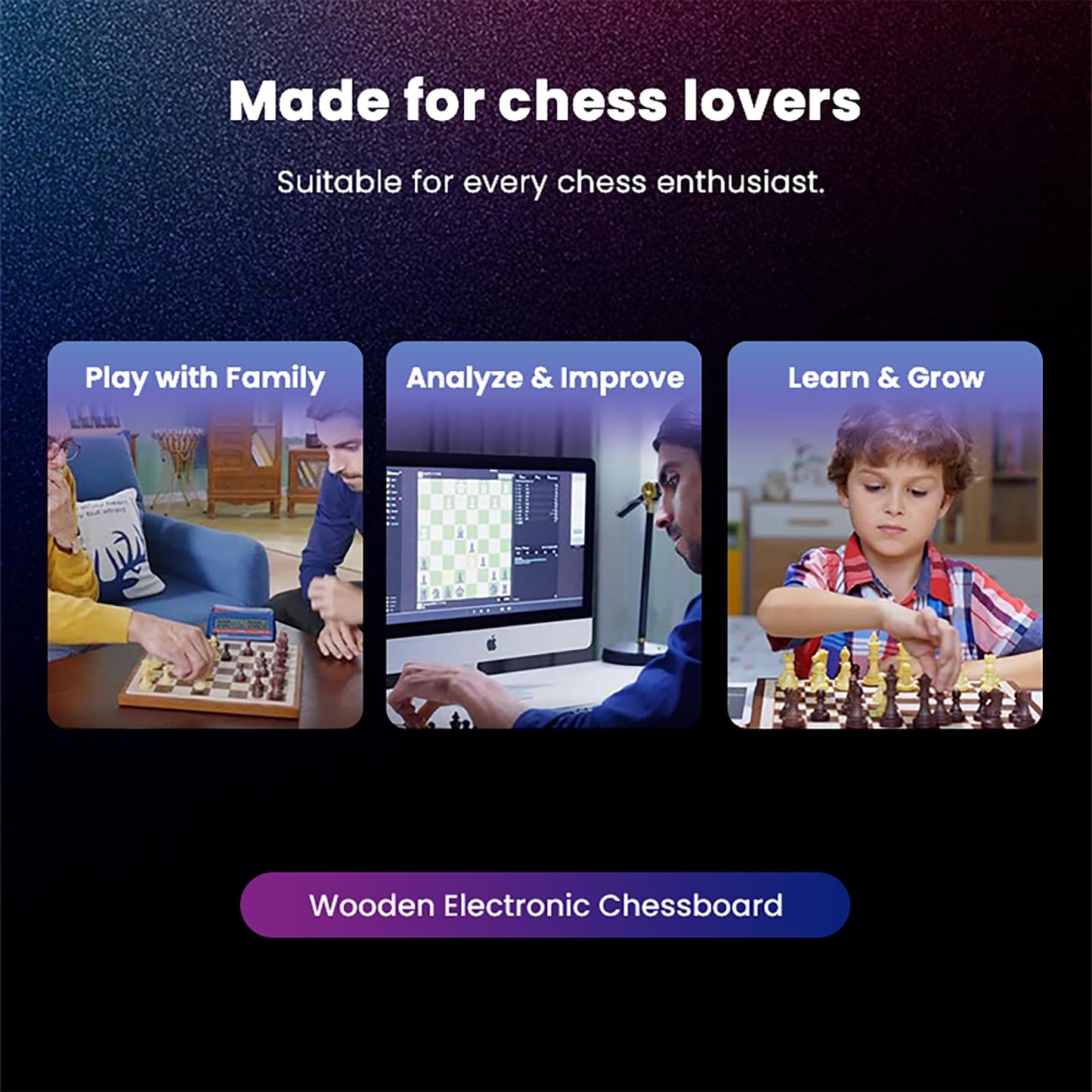 Chessnut Air Electronic Chess Set — Handcrafted Wooden Board with AI, LEDs & Online Play