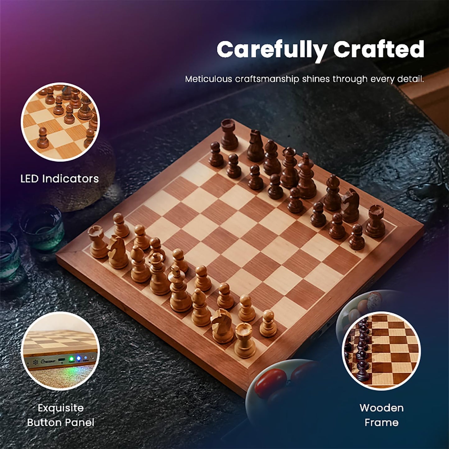 Chessnut Air+ Electronic Chess Set – LED Board, AI Training, Extra Queens