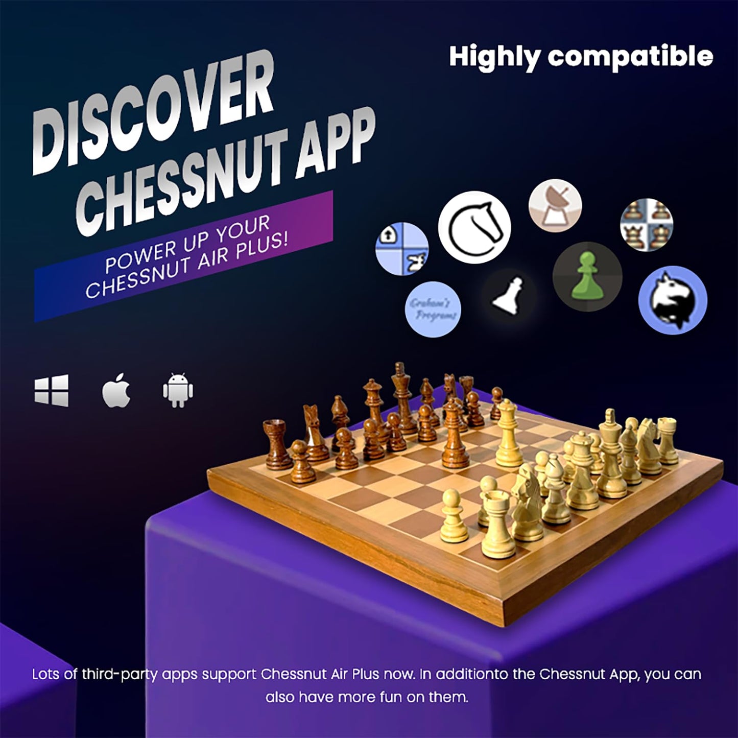 Chessnut Air+ Electronic Chess Set – LED Board, AI Training, Extra Queens