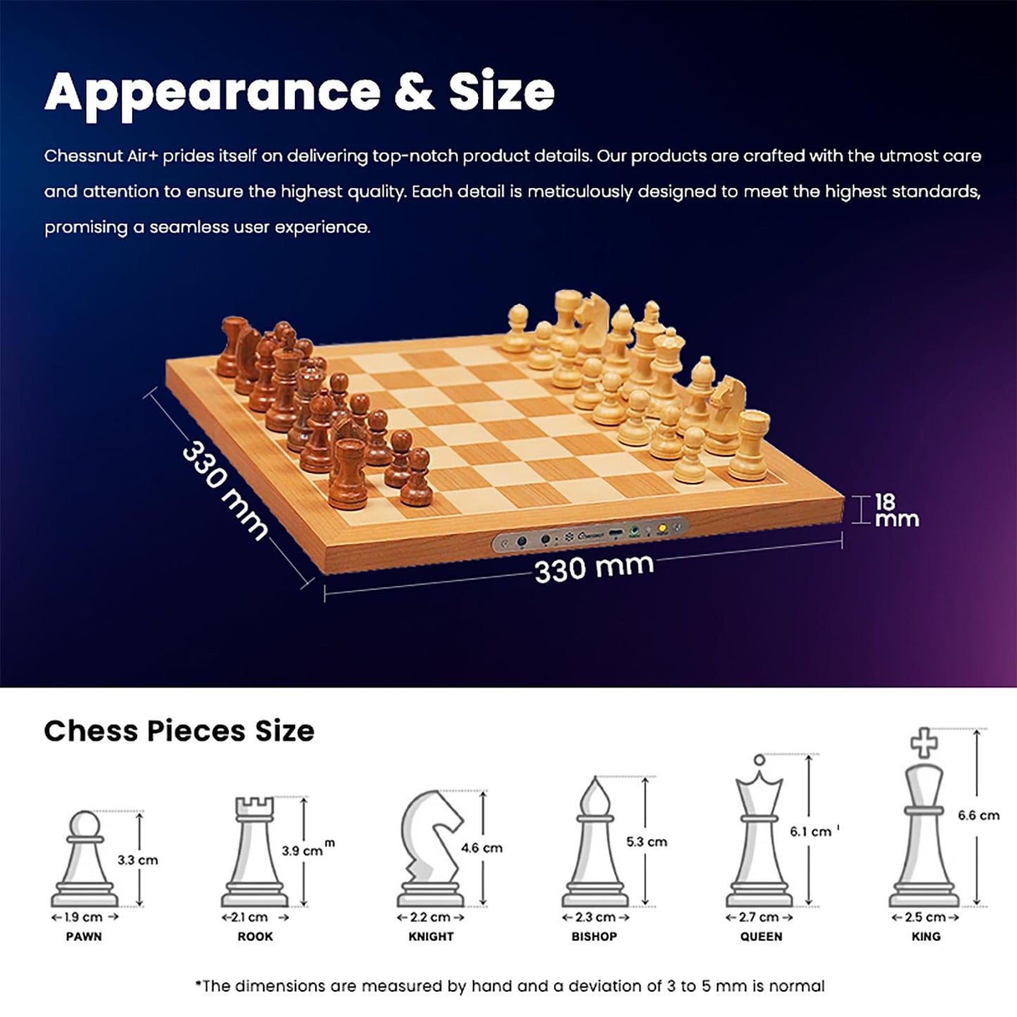 Chessnut Air+ Electronic Chess Set – LED Board, AI Training, Extra Queens