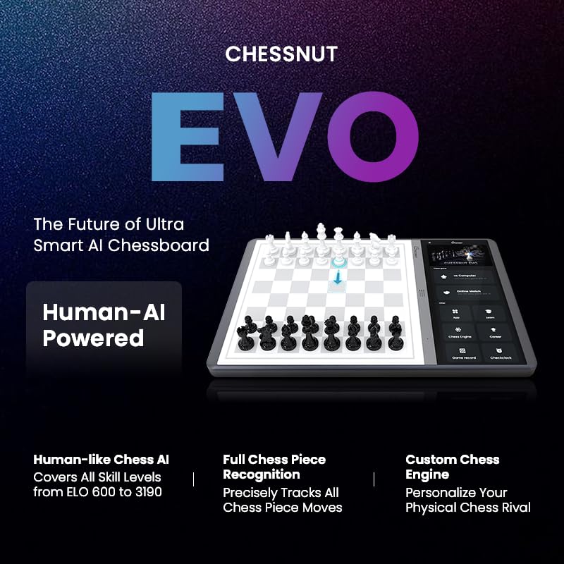 Chessnut Evo AI Chessboard with Maia Engine — Customizable AI, Full Piece Recognition, Platform Ready