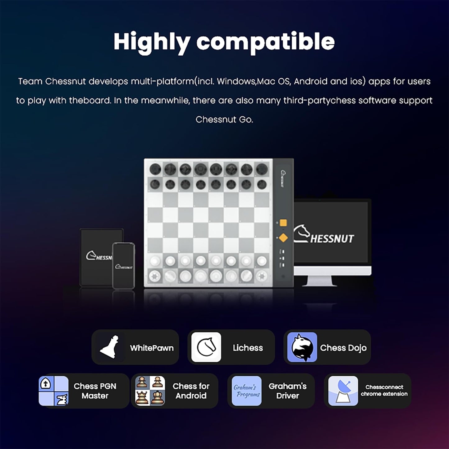 Chessnut Go Ultimate Portable Travel Electronic Chessboard – Full Piece Recognition & Magnetic Adhesion