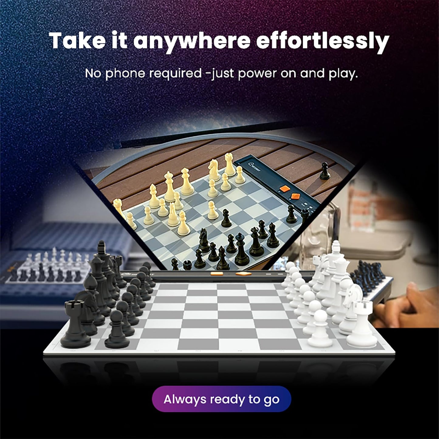 Chessnut Go Ultimate Portable Travel Chessboard with Full Piece Recognition & Magnetic Adhesion (Grey)