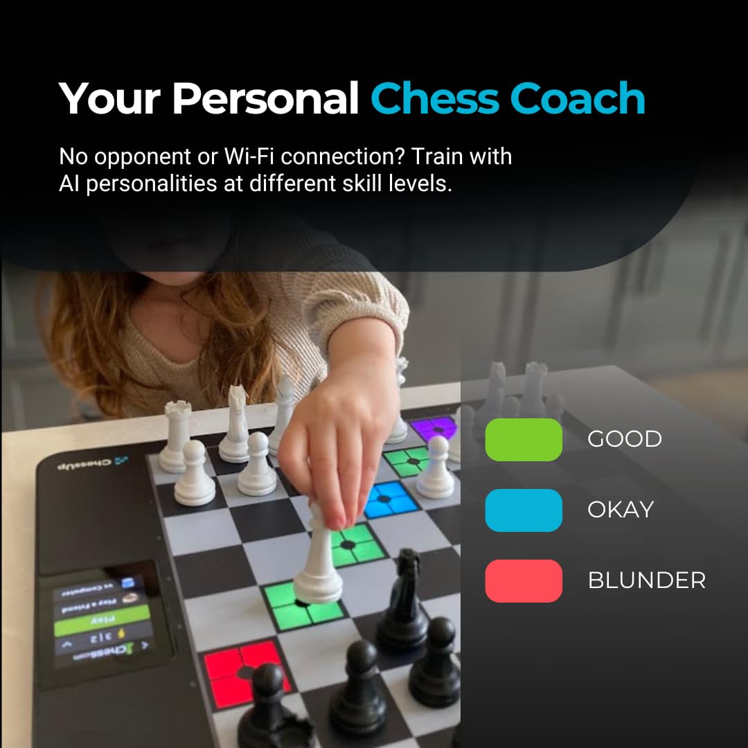ChessUp 2 – Electronic Chess Board with Built-in WiFi, AI Coach & TouchSense Pieces