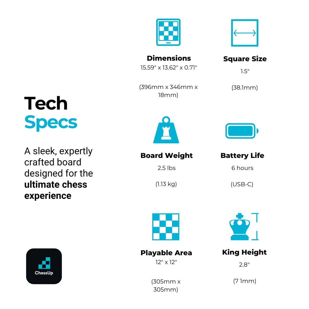 ChessUp 2 – Electronic Chess Board with Built-in WiFi, AI Coach & TouchSense Pieces