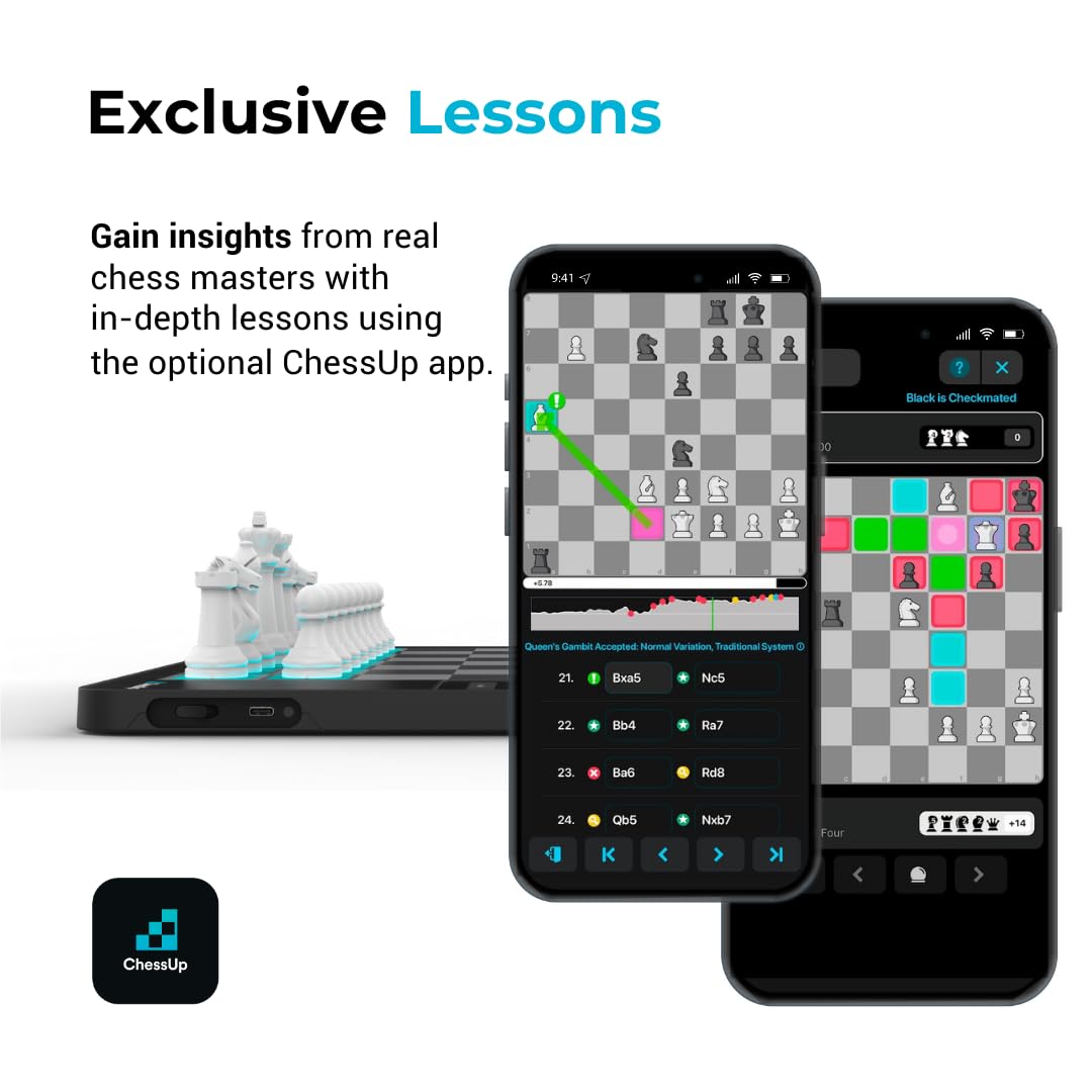 ChessUp 2 – Electronic Chess Board with Built-in WiFi, AI Coach & TouchSense Pieces
