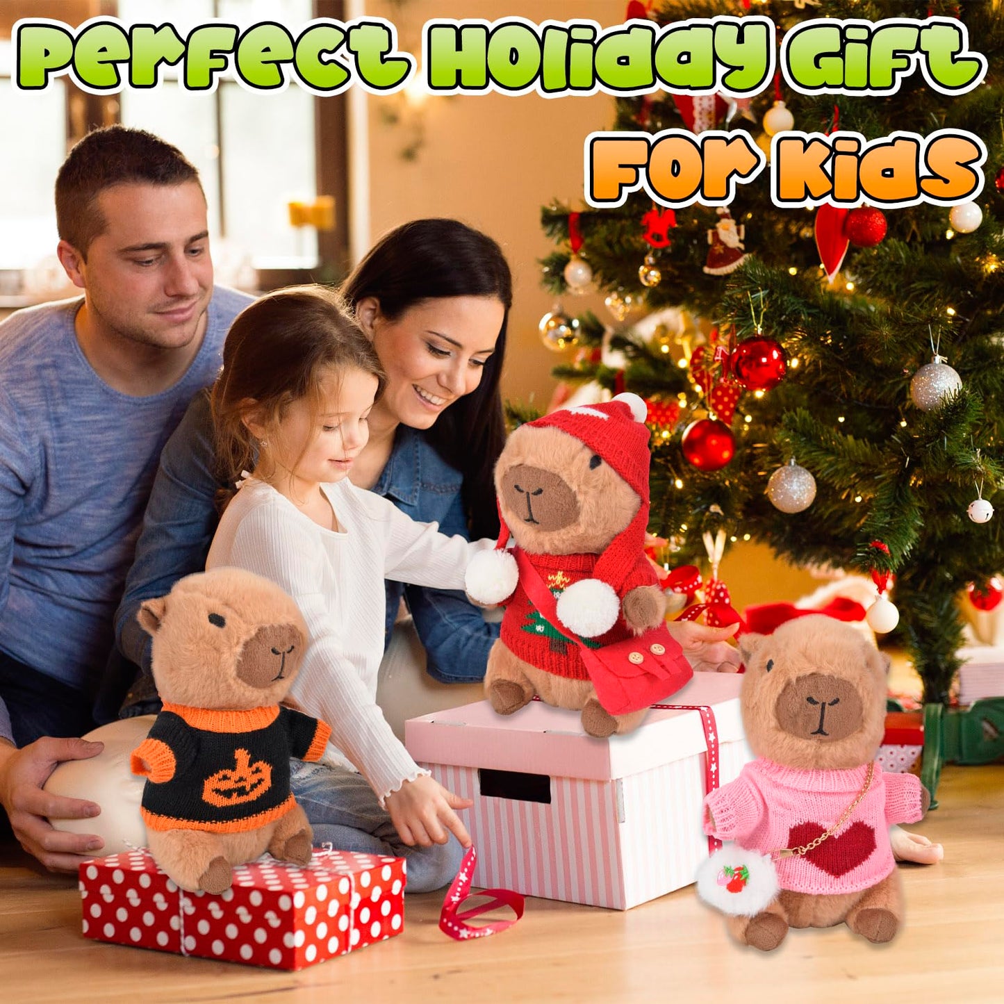 ChezMax Capybara Plush Toy Clothes & Accessories – 9-Piece Festive Dress-Up Set for 10-Inch Plush