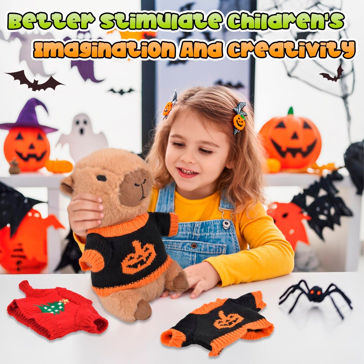 ChezMax Capybara Plush Toy Clothes & Accessories – 9-Piece Festive Dress-Up Set for 10-Inch Plush