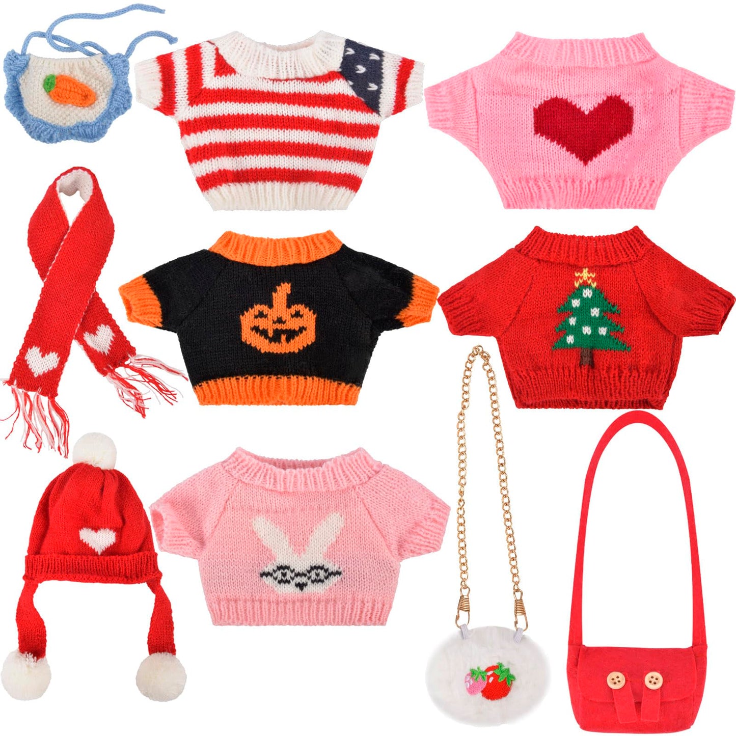 ChezMax Capybara Plush Toy Clothes & Accessories – 9-Piece Festive Dress-Up Set for 10-Inch Plush