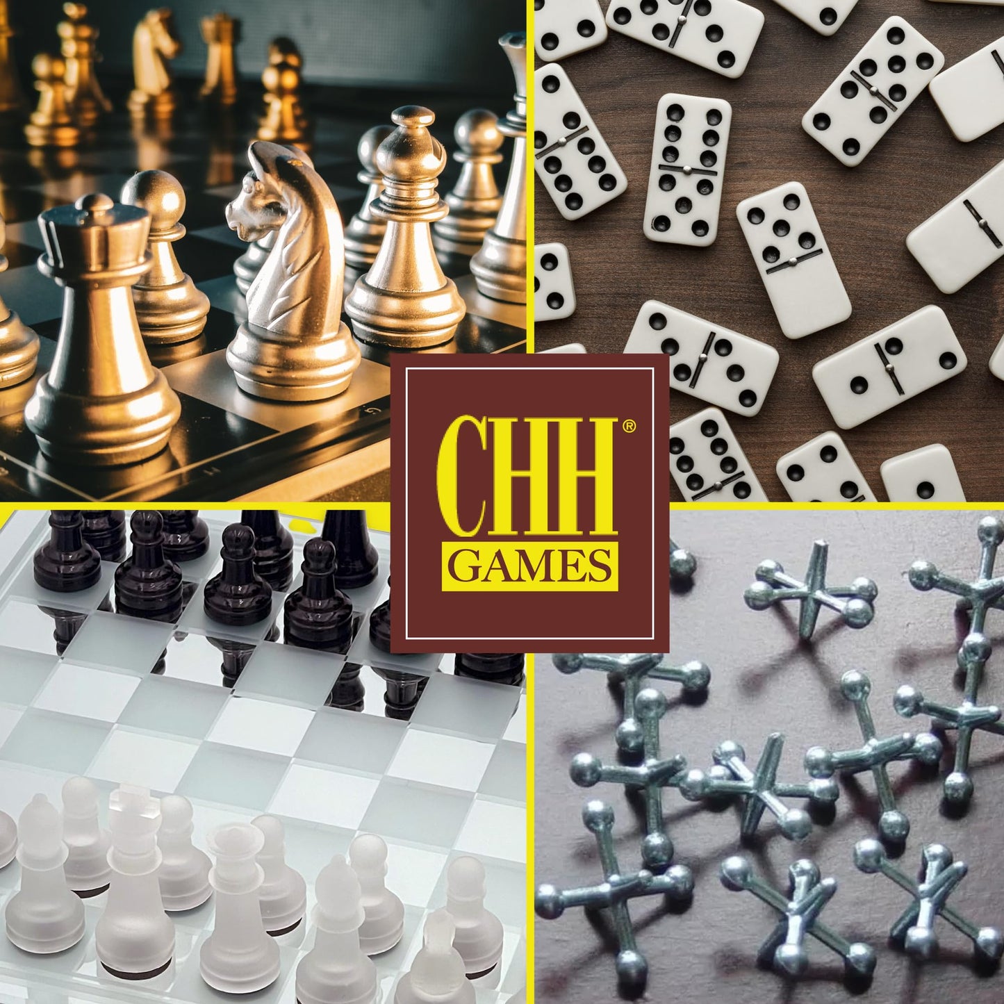 CHH Avant-Garde Black Frosted Glass Chess Set with Mirror Board