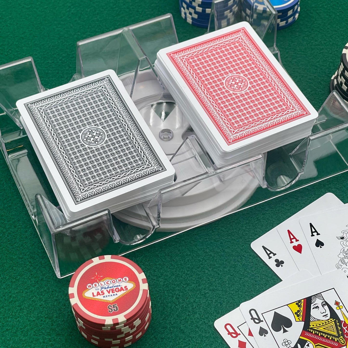 CHH Dual Deck Revolving Card Holder – 360° Clear Card Tray for Games