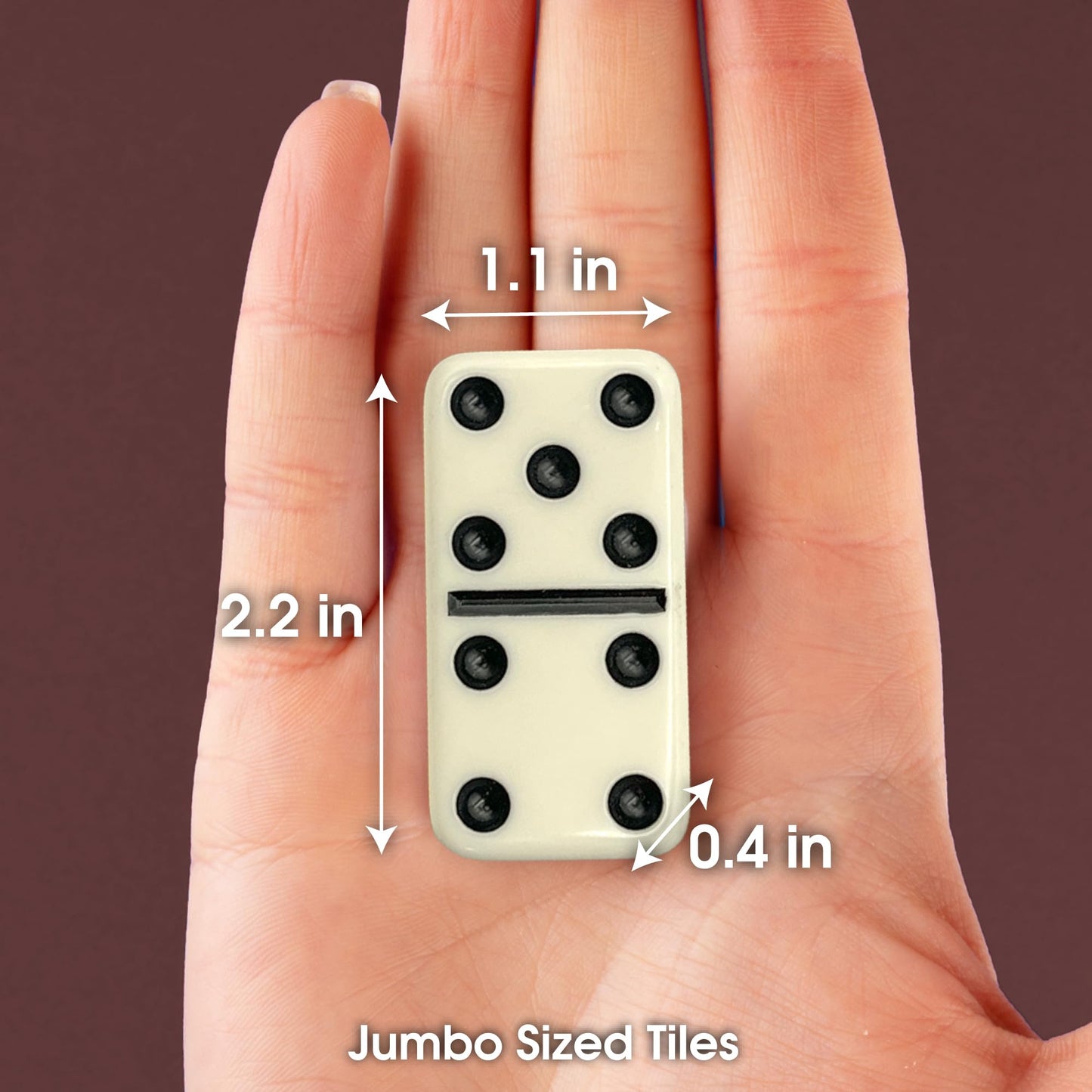CHH Black/Cream Double 6 Jumbo Domino Tiles – 28 Ivory Dominoes in Cardboard Box