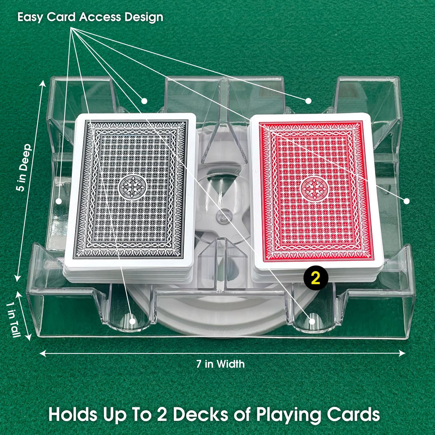 CHH Dual Deck Revolving Card Holder – 360° Clear Card Tray for Games