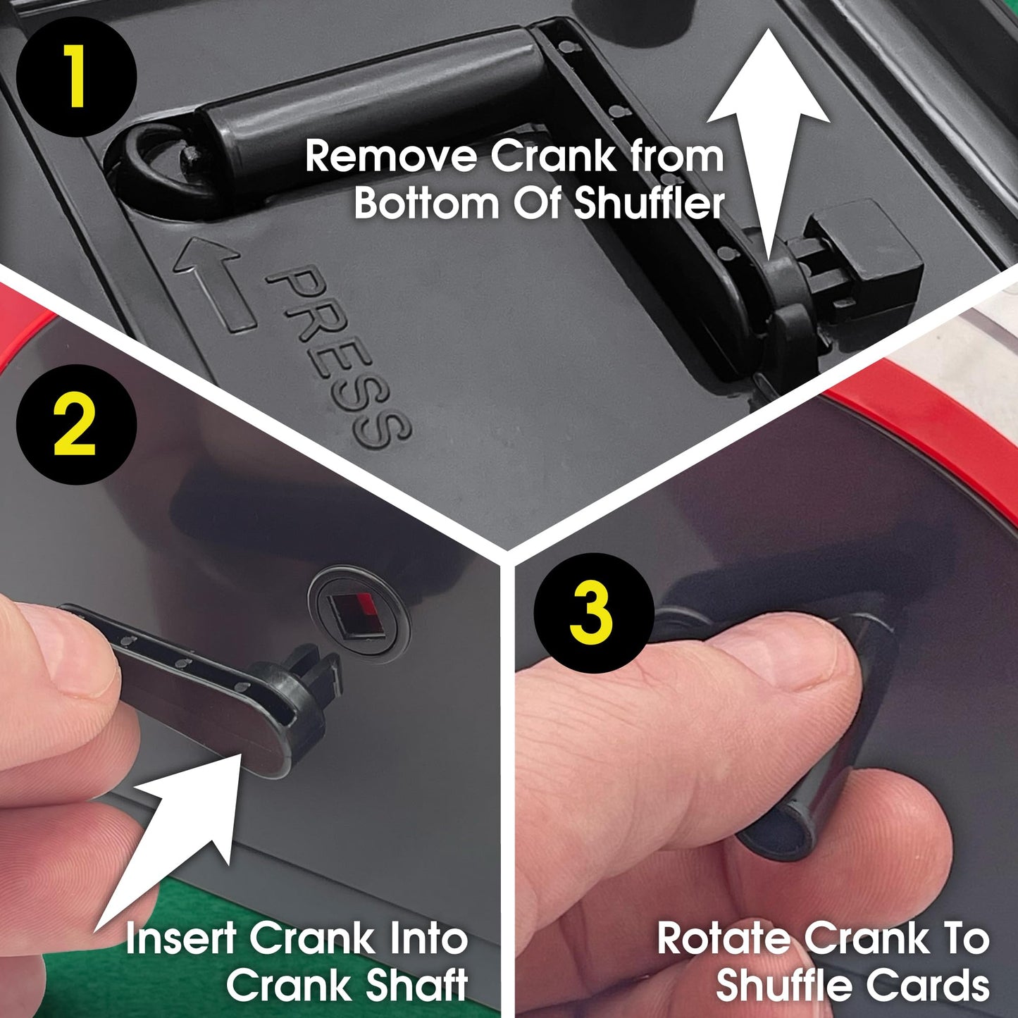 CHH 2-Deck Hand Crank Card Shuffler – Welcome To Las Vegas (Red & Black)