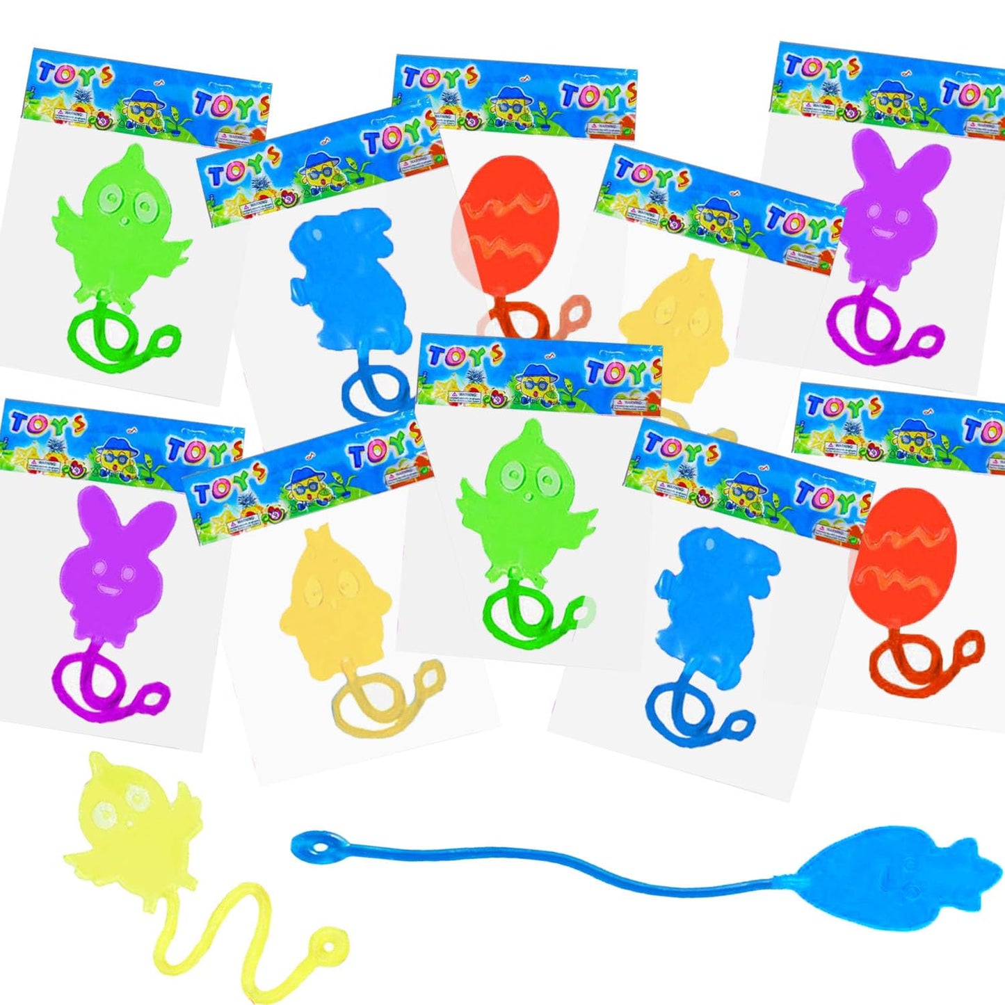 CHHOEAV 36 Pack Easter Sticky Hands - Bunny, Chick, Egg & Carrot Fidgets