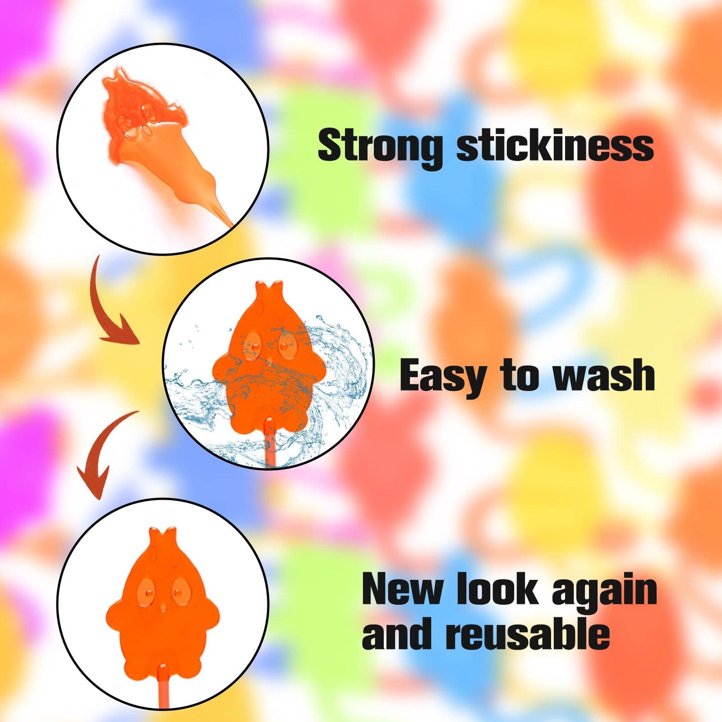 CHHOEAV 36 Pack Easter Sticky Hands - Bunny, Chick, Egg & Carrot Fidgets