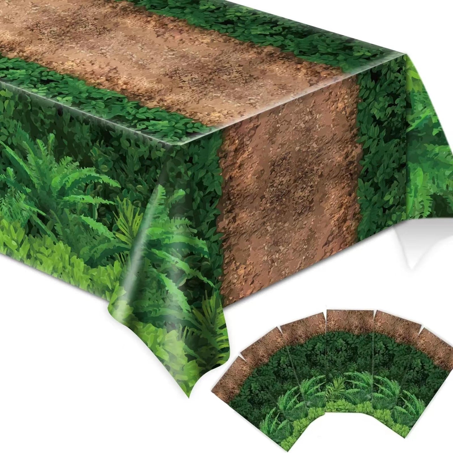 Chiazllta Forest Path Tablecloths – 6pcs Dinosaur Jungle Party Covers (105 x 54 in)