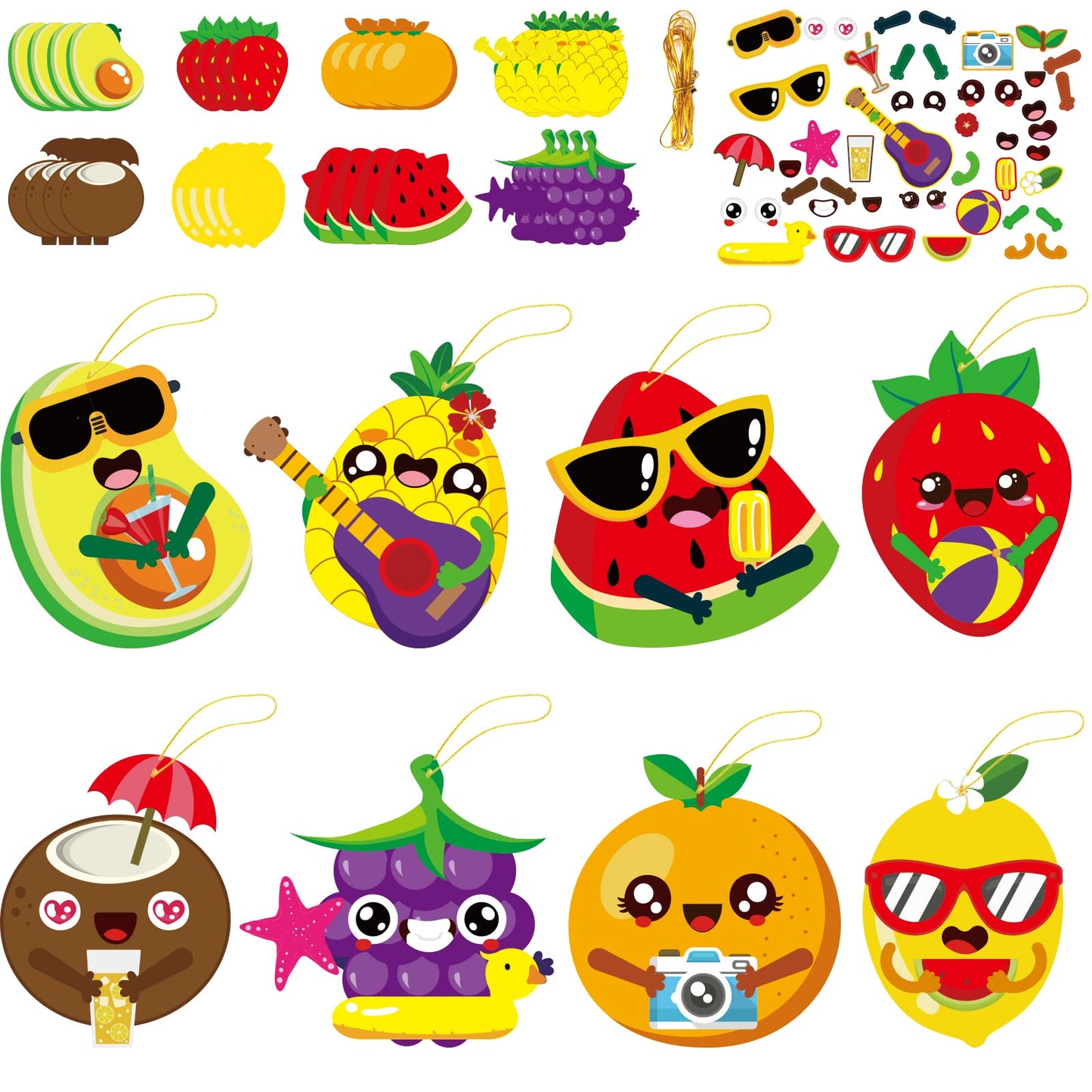 Chiazllta 32-Pack Summer Fruit Craft Kits for Kids – DIY Sticker Art