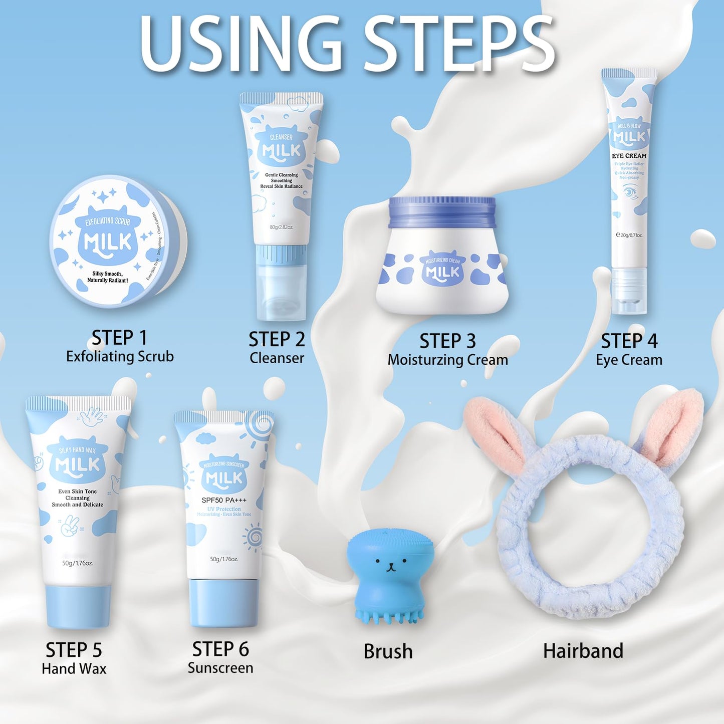 ChicNana Milk Skincare Set 8pc Gift Kit for Teens & Women