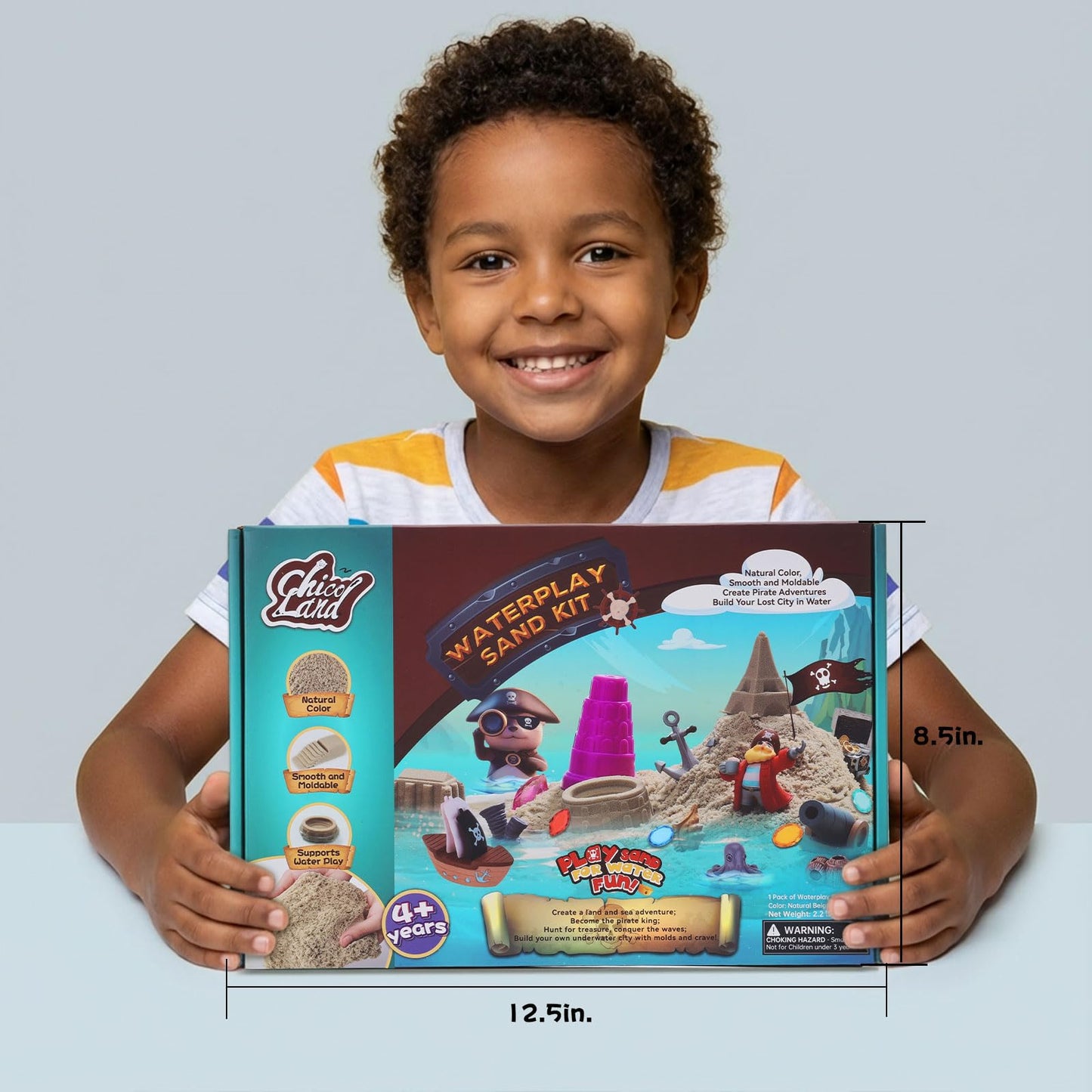 Chico Land Waterplay & Sensory Sand Kit – 2.2lb Pirate Adventure for Kids 4+