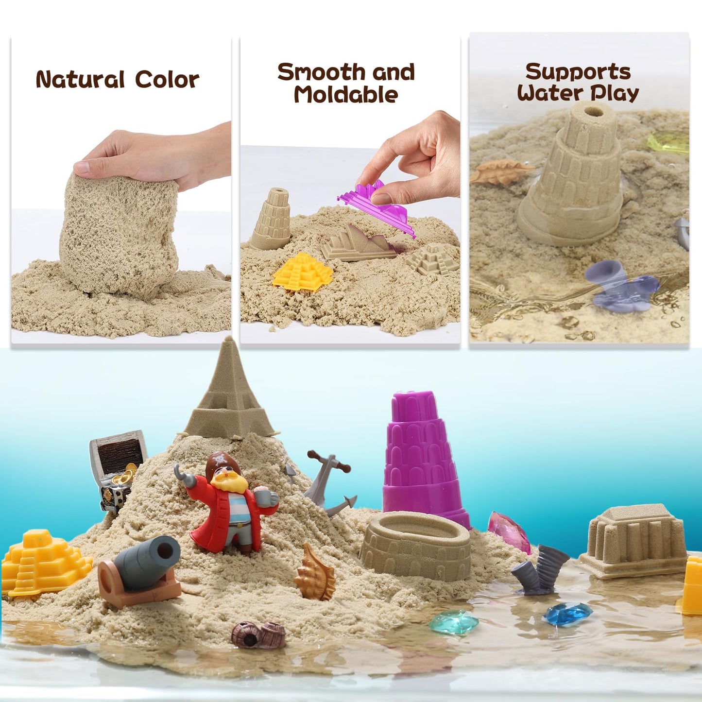 Chico Land Waterplay & Sensory Sand Kit – 2.2lb Pirate Adventure for Kids 4+