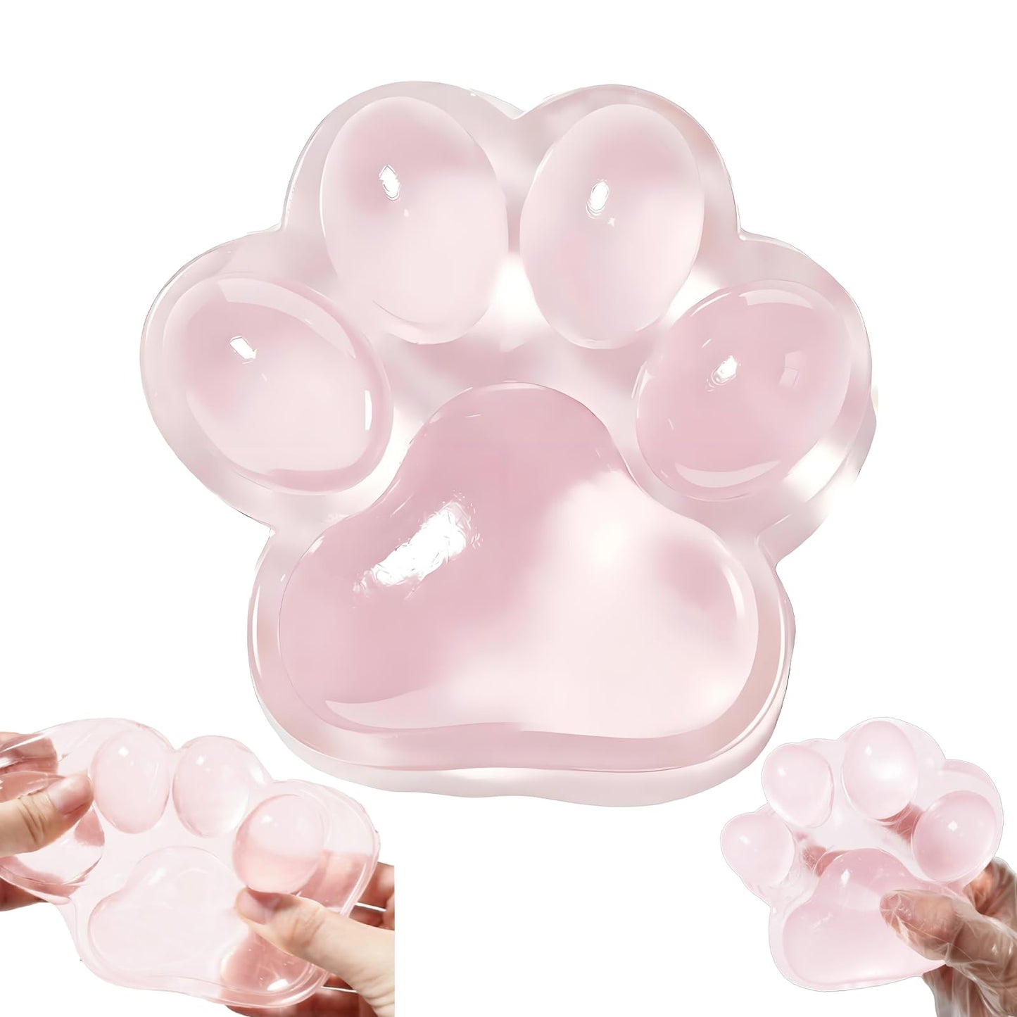 Chicooan Large Cat Paw Squishy – 5-Inch Clear Pink Fidget Toy for Stress Relief, Focus & Party Favors