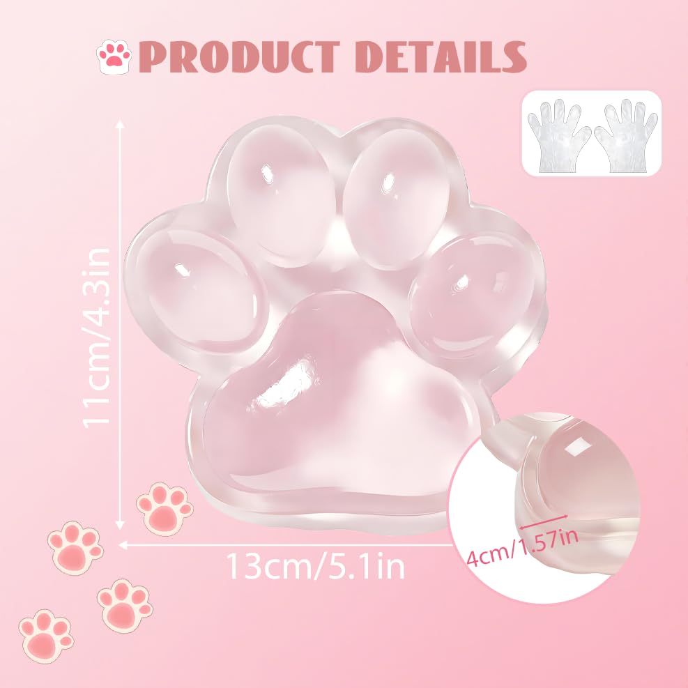 Chicooan Large Cat Paw Squishy – 5-Inch Clear Pink Fidget Toy for Stress Relief, Focus & Party Favors