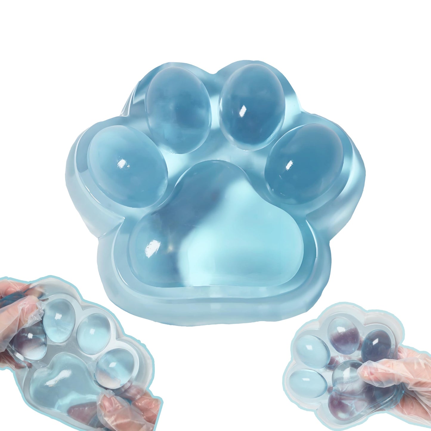Chicooan Large Cat Paw Squishy – 5-Inch Blue Sensory Stress Relief Fidget Toy
