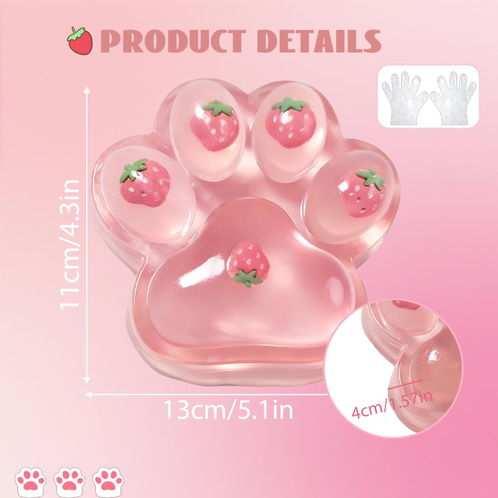 Chicooan 5-Inch Cat Paw Squishy – Strawberry Pink Stress Relief Fidget Toy